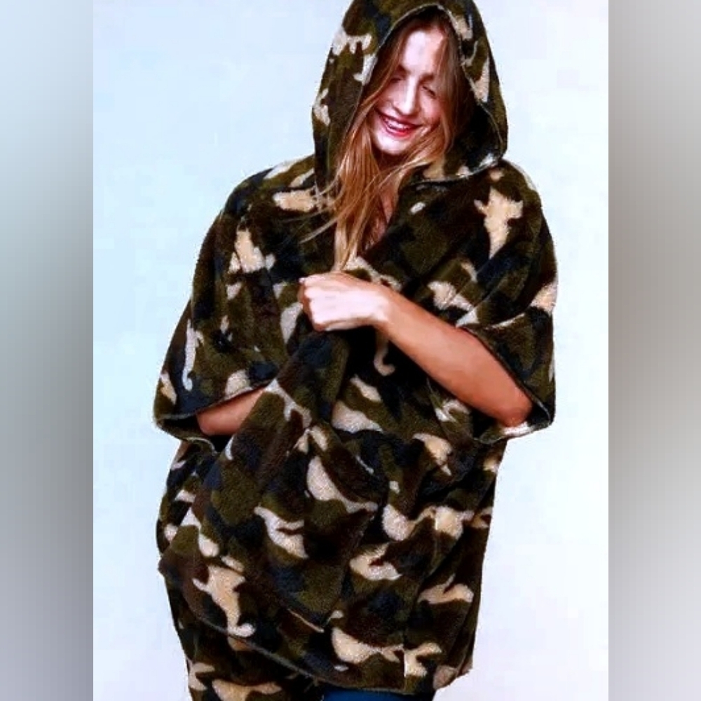 Camo Fleece Open Caridgan Jacket Size 2XL-3XL